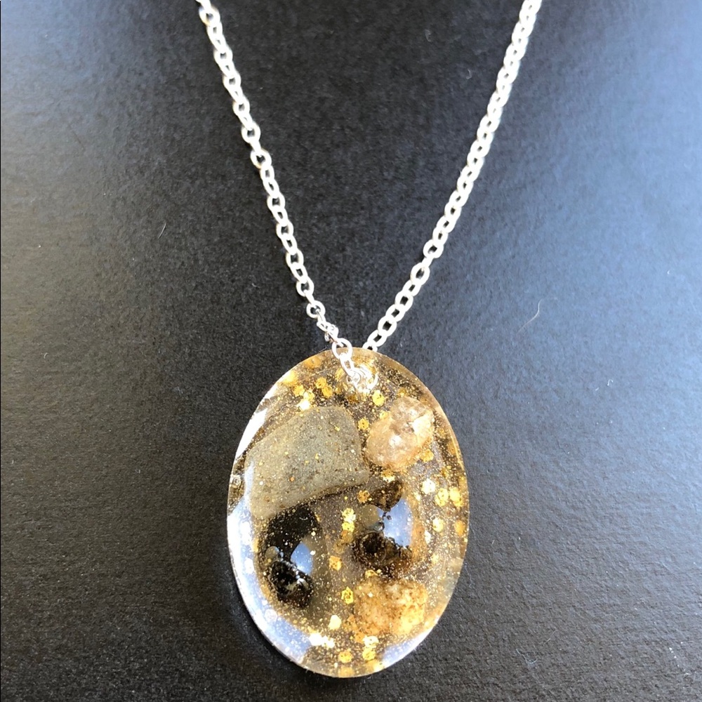 Epoxy Necklace with River Rocks and Pebbles